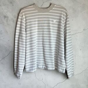 Lululemon Cotton French Terry Crew Sweatshirt Sz XL Stripe Vapor White EUC